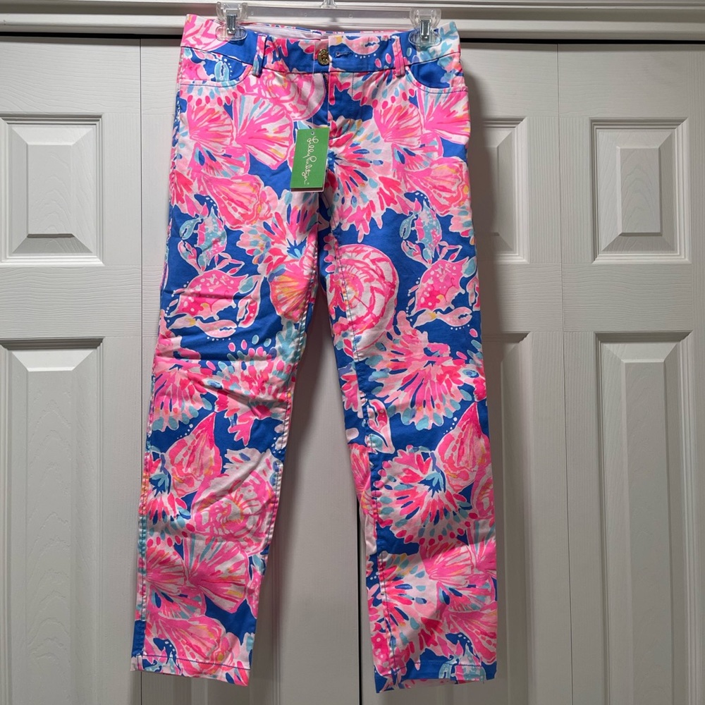 Lilly Pulitzer Pink and Blue Floral Pants